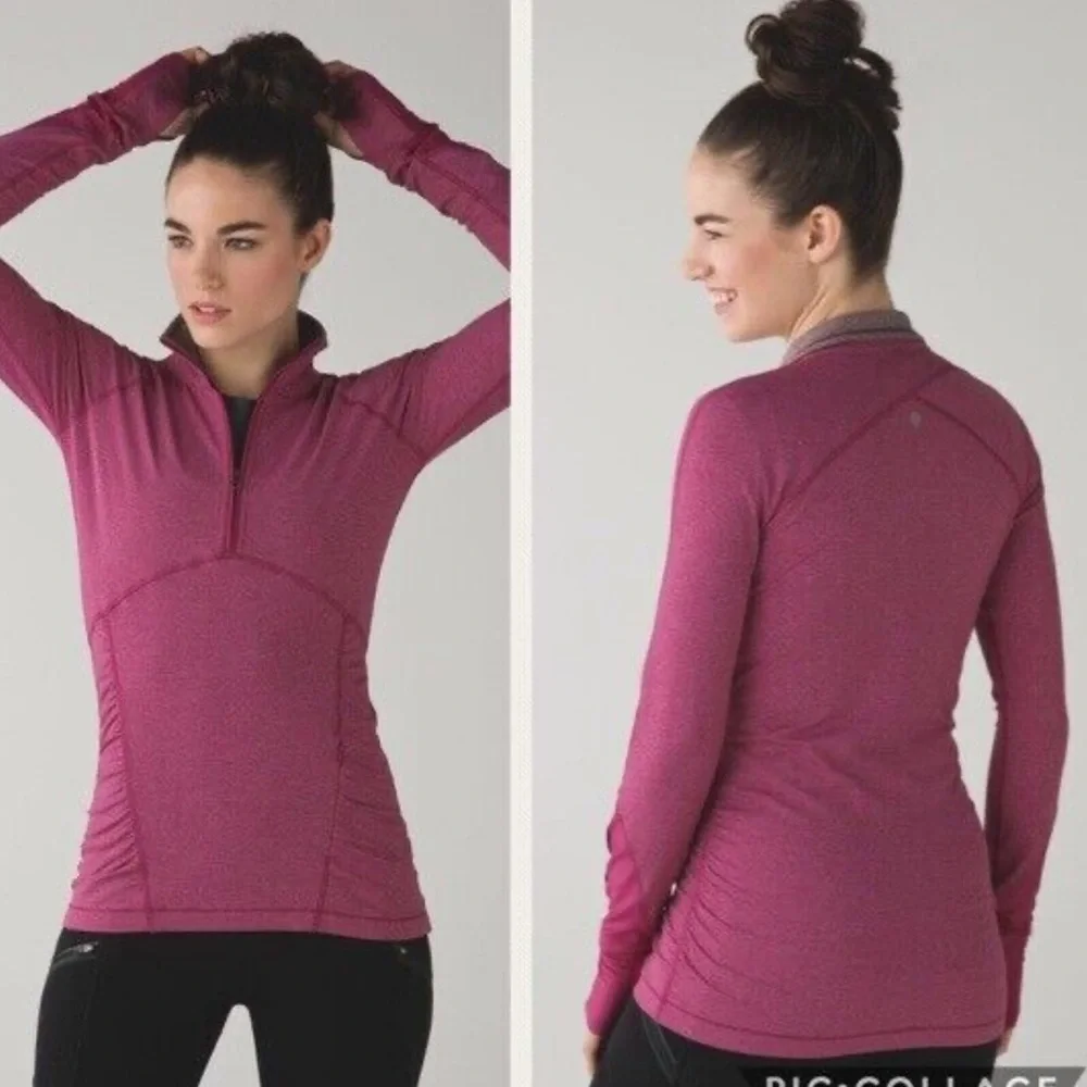 Lululemon Kris  cross 1/2 zip tonkie stripes top size 4 active wear workout gym